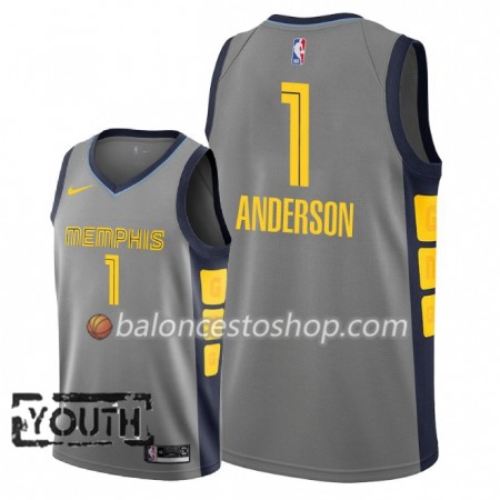 Camiseta Niños NBA Memphis Grizzlies Kyle Anderson 1 2018-19 Nike City Edition Gris Swingman